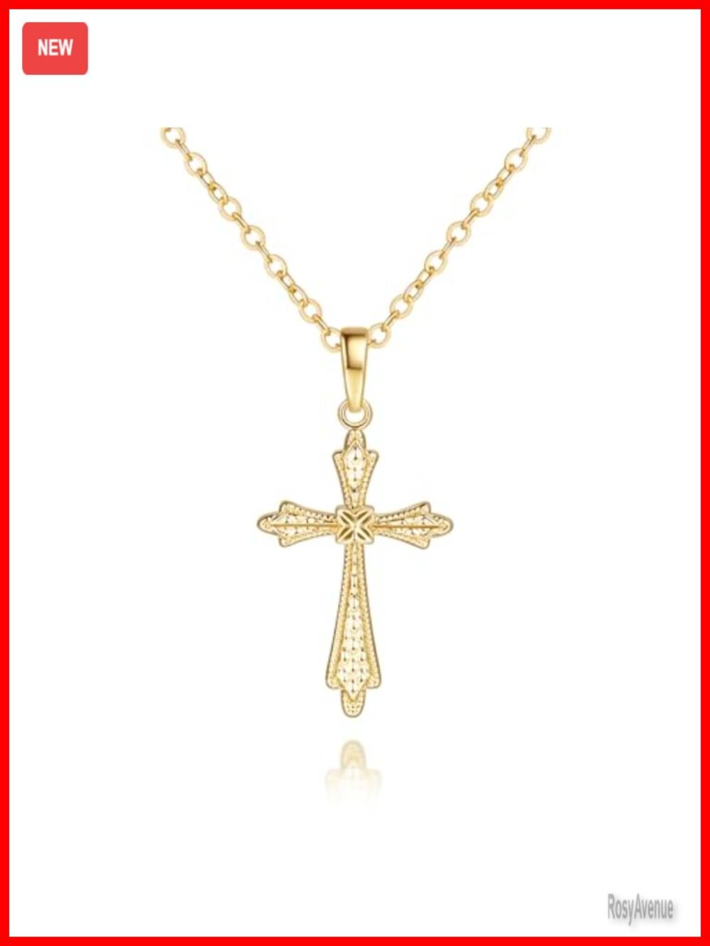 14k Gold Plated Cross Necklace O-Chain Adjustable Lobster Clasp